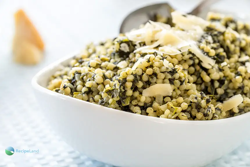 Israeli Couscous with Spinach & Parmesan Cheese