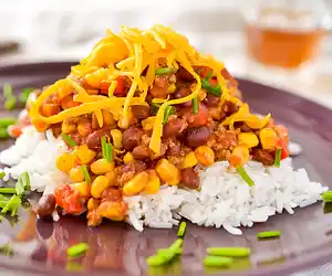 Black Bean Chili Con Carne with Cilantro Pesto