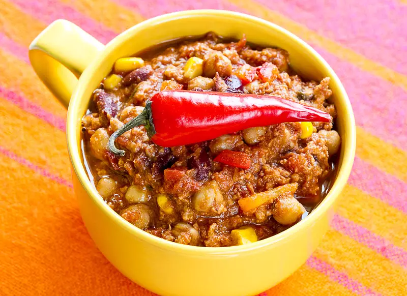Chickpea, Corn & Kidney Bean Chili