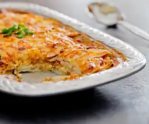 Caramelized Onions, Prosciutto & Potato Casserole