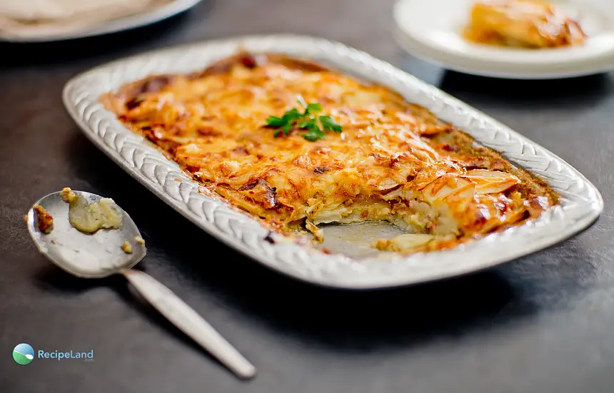 Caramelized Onions, Prosciutto & Potato Casserole