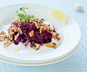 Beet, Walnuts, Dry Prunes & Garlic Salad