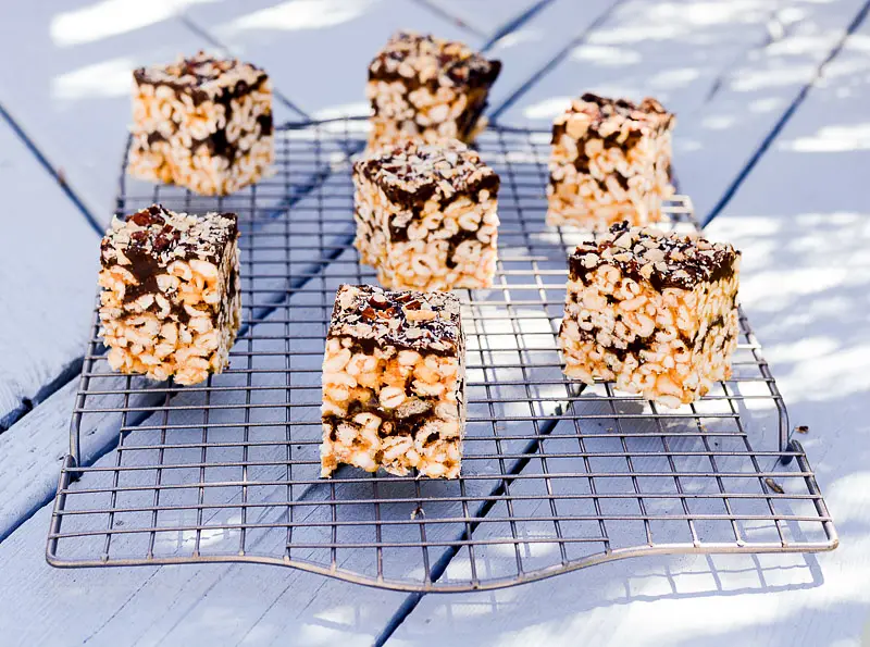 Chocolate & Peanut Butter Puffed Rice Bars