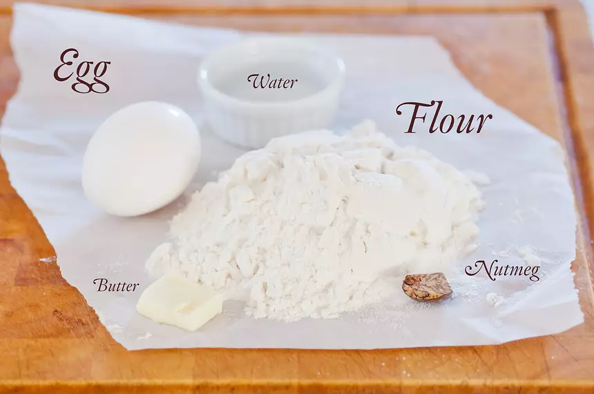 Ingredients for making spatzle