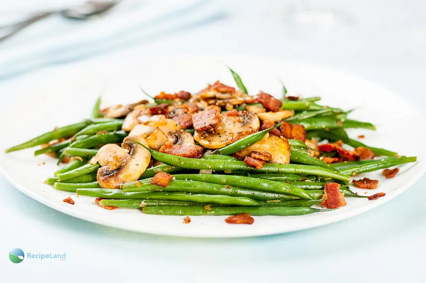 Green Beans & Bacon with Sautéed Mushrooms & Shallots