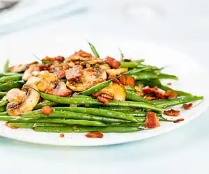 Green Beans & Bacon with Sautéed Mushrooms & Shallots