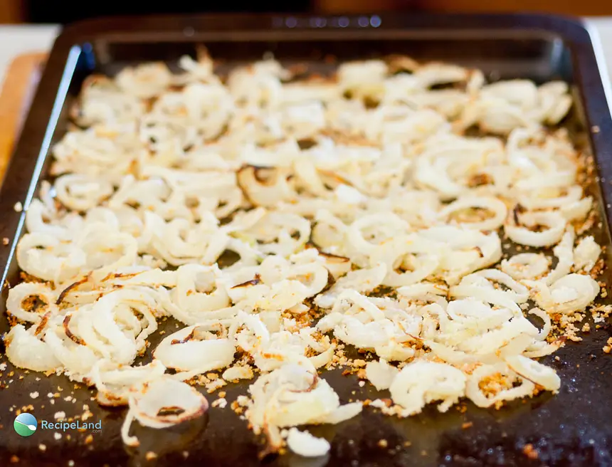 Half way through cooking the french fried onions