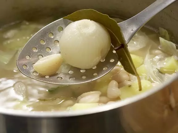 French Cabbage & Bean Soup with ham & potatoes 