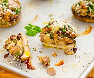 Leftover Stuffing Stuffed Mushrooms