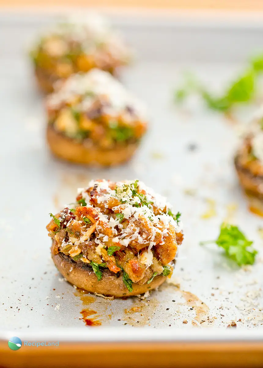 Leftover Stuffing Stuffed Mushrooms