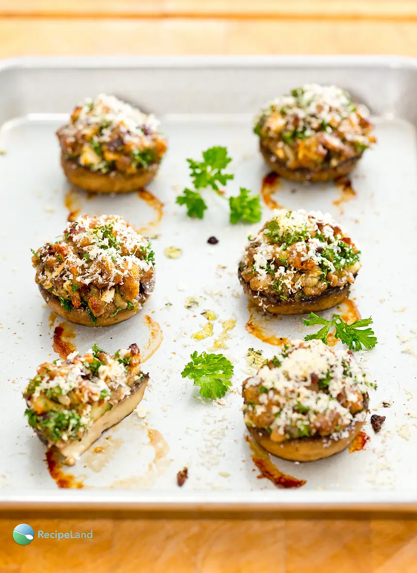 Leftover Stuffing Stuffed Mushrooms