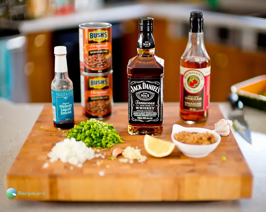 Ingredients for Jack Daniels baked beans