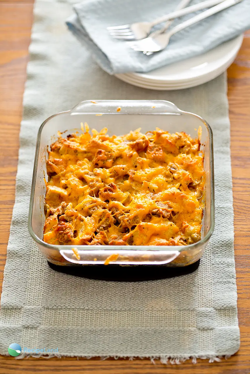 Leftover turkey strata fresh from the oven