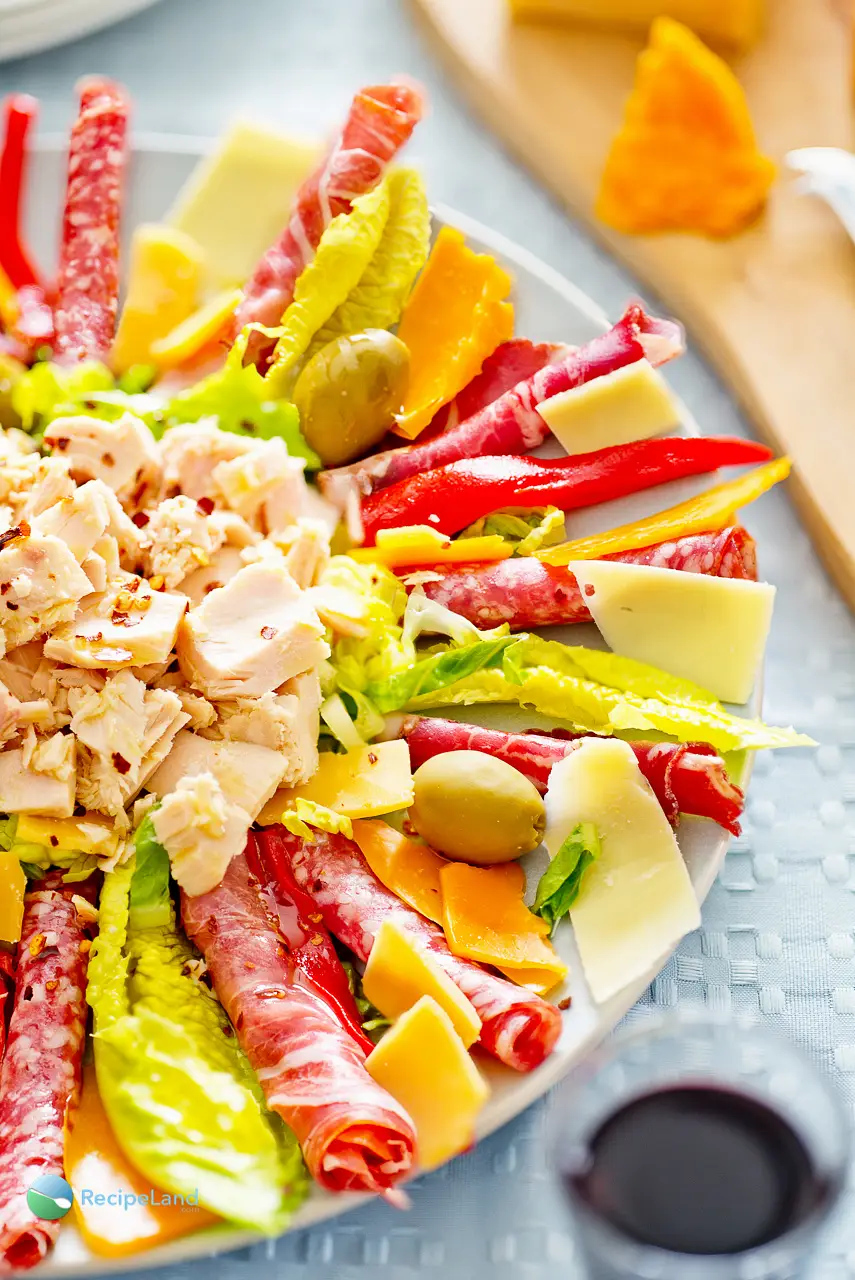 Italian antipasto platter close-up
