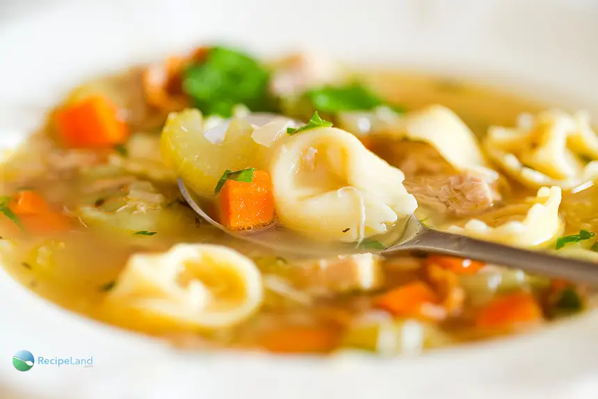 Chicken Tortellini Soup close-up