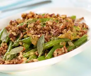 Skillet Green Beans in Orange Essence with Maple Toasted Pecans