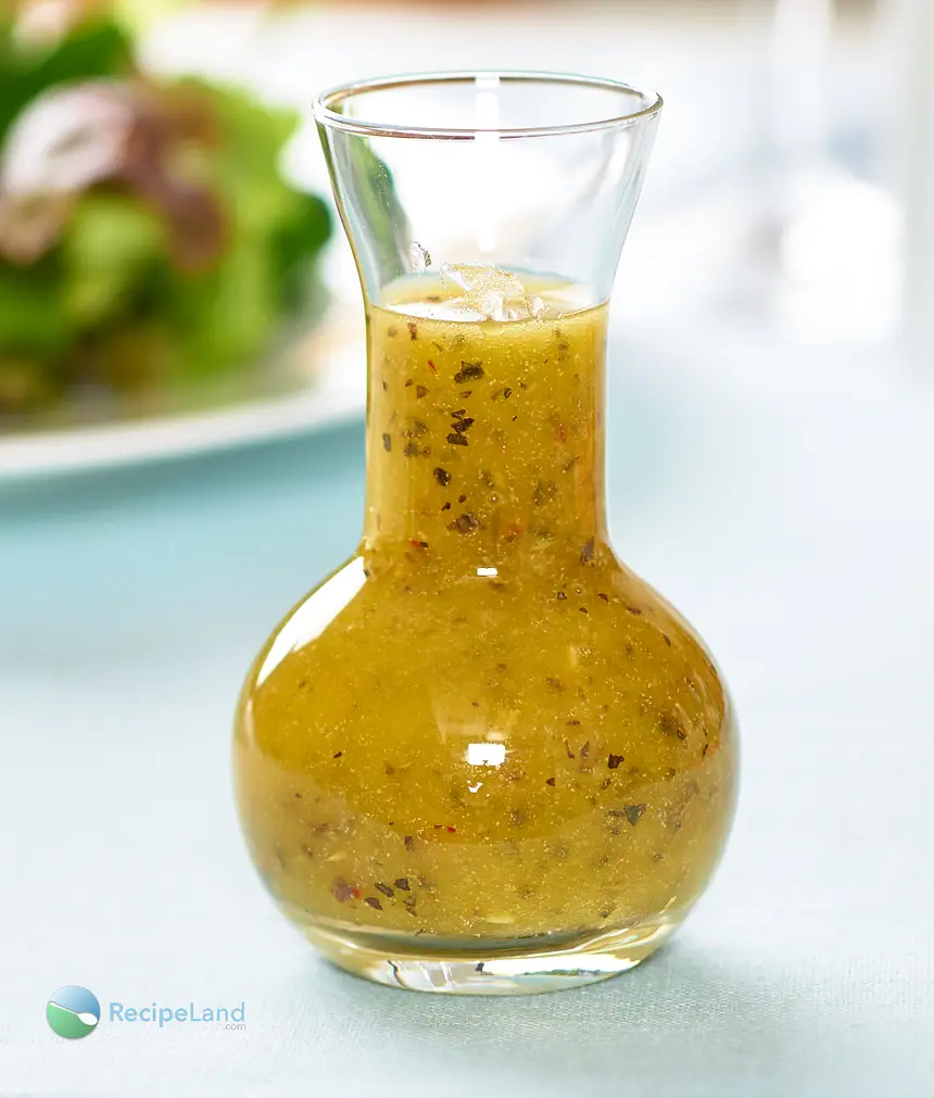 Italian salad dressing from scratch, close-up