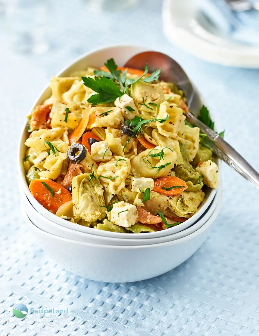 Tortellini with Artichokes, Olives & Feta Cheese