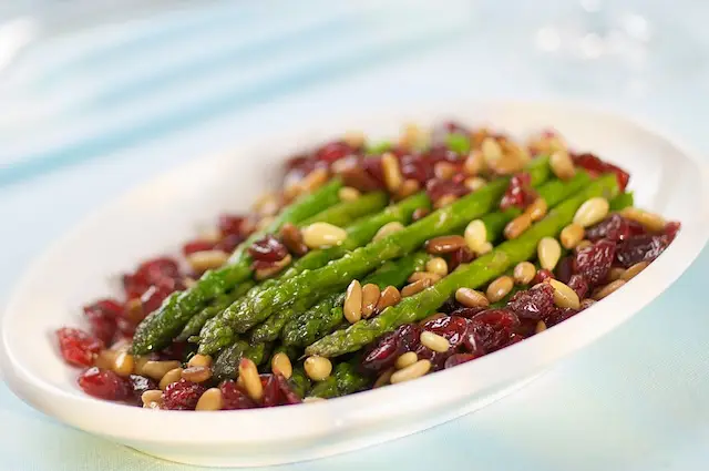 Asparagus with Cranberries & Pine Nuts 