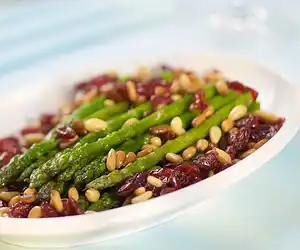 Asparagus with Cranberries & Pine Nuts