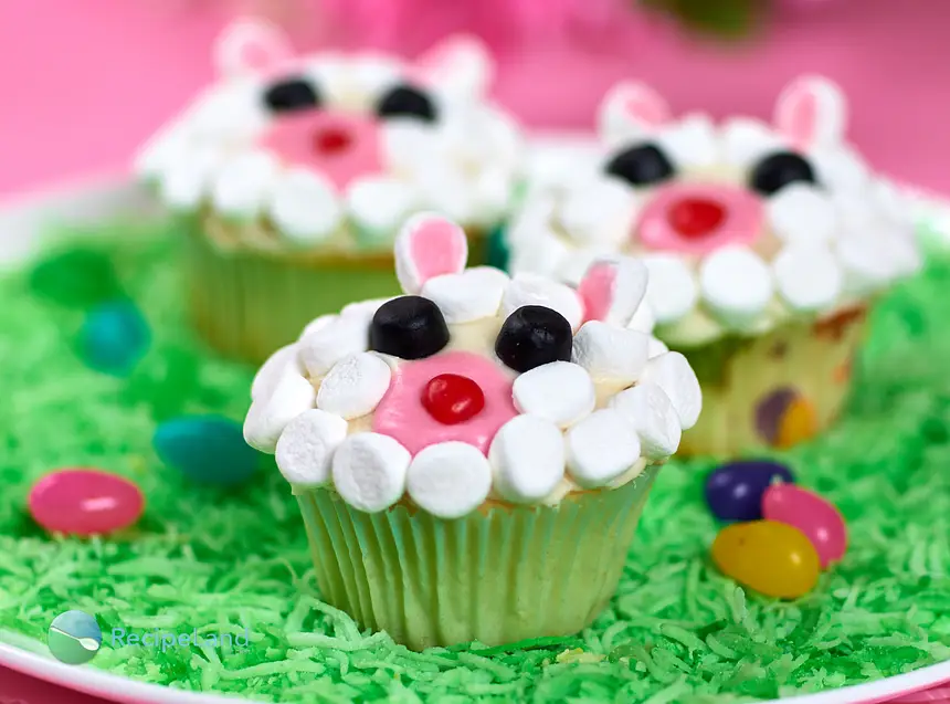 These lamb face cupcakes are too cute, and also they are so easy to make, the buttery cupcakes are coated with the vanilla frosting and marshmallows, great cupcakes for your Easter!