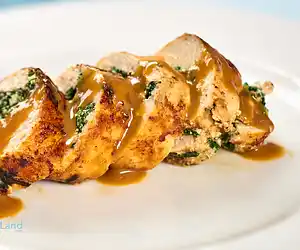 Spinach Ricotta Stuffed Chicken Breasts with Lemon White Wine Sauce