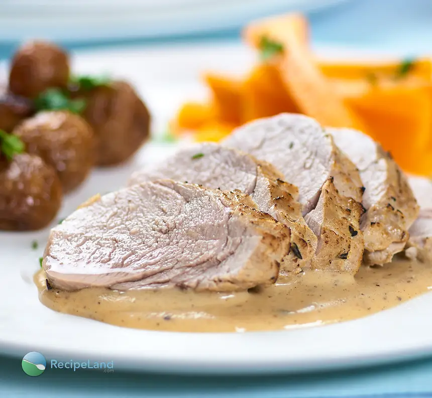 Pork Tenderloin in Thyme White Wine Cream Sauce