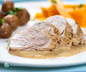Pork Tenderloin in Thyme White Wine Cream Sauce