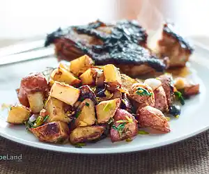 Garlic & Soy Roasted Potatoes with Scallions 
