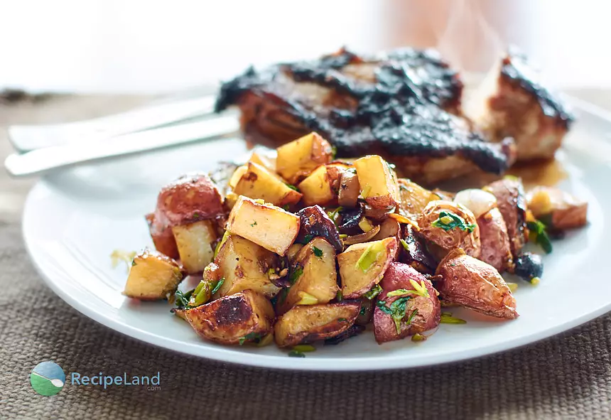 Garlic & Soy Roasted Potatoes with Scallions 