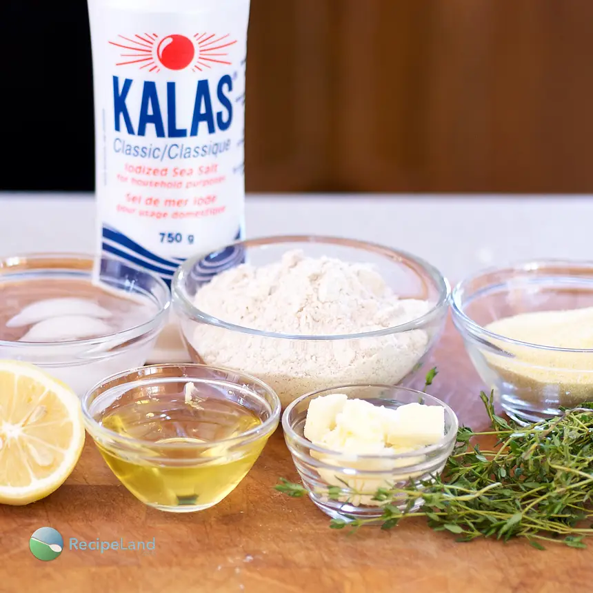 Ingredients for thyme whole wheat crust