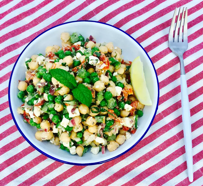 Amazing Mediterranean Chickpea & Pea Salad