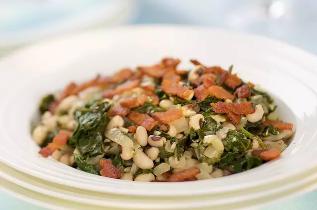 Southern Living Braised Collards with Bacon & Black-Eyed Peas