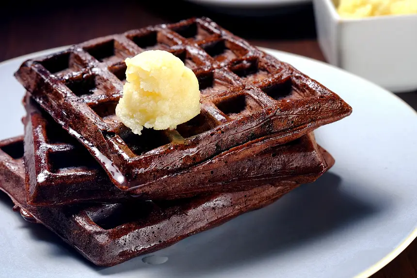 Dark Chocolate Waffles with Coconut-Maple Butter