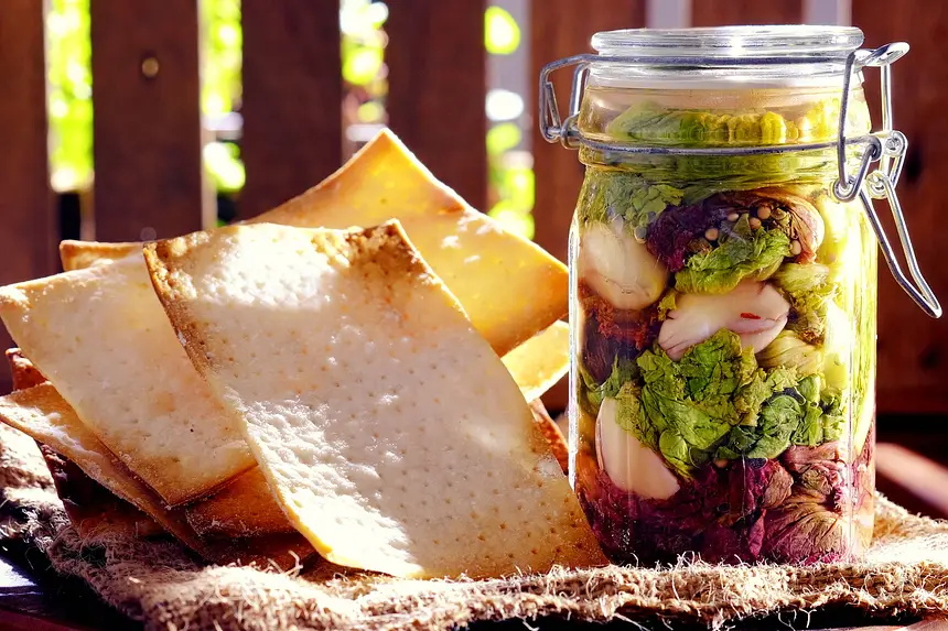 Gluten-Free Matzo with Pickled Lettuce