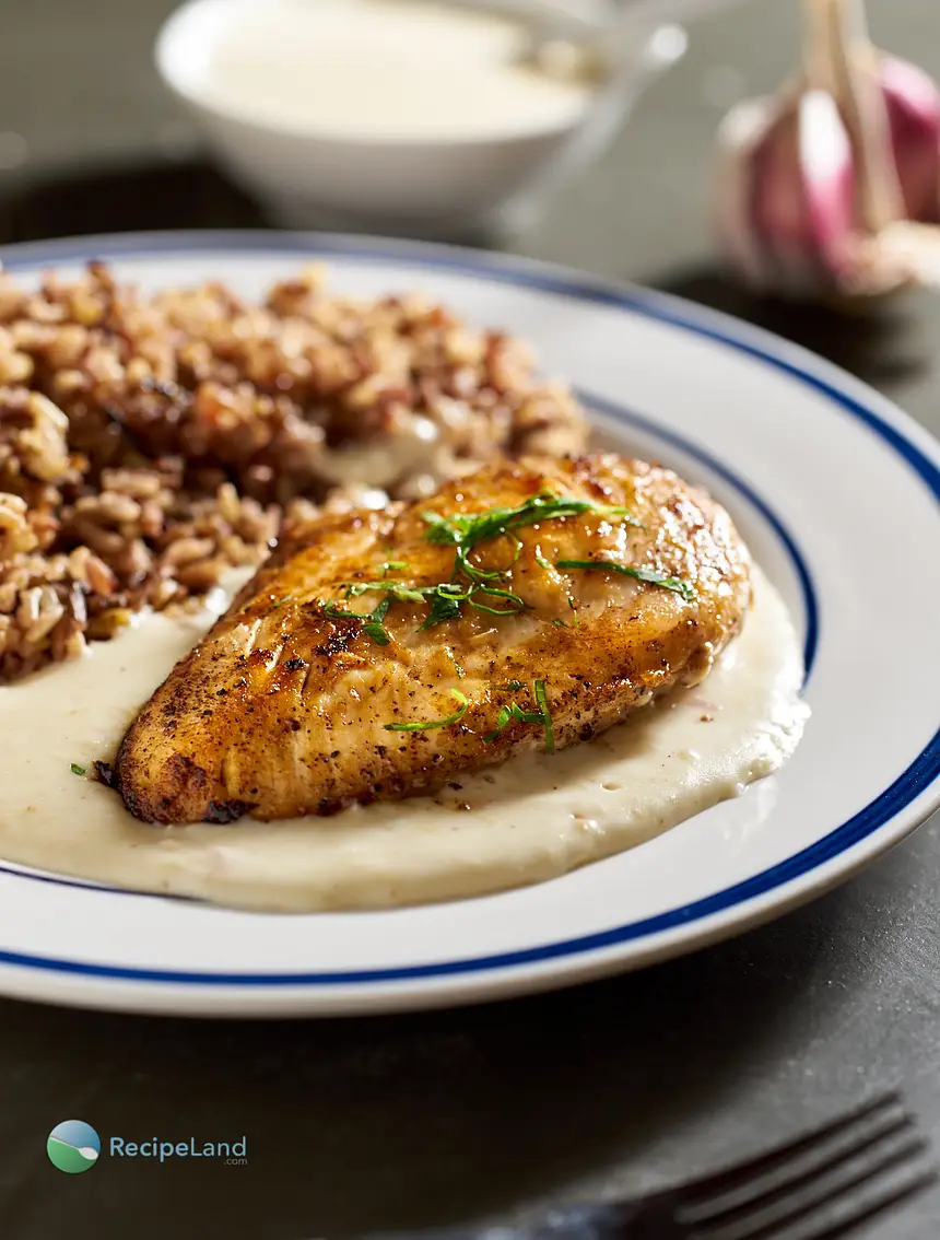 Chicken Breasts with Roasted Garlic-Chevre Sauce