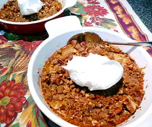 Pumpkin Custard with Pecan-Ginger Topping