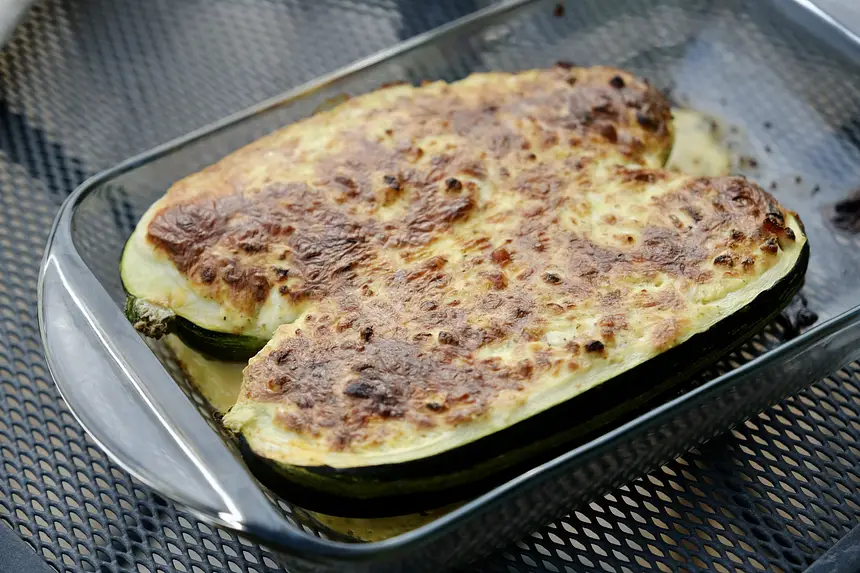 Cheese & Sausage Stuffed Zucchini 