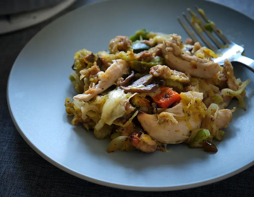 Spaghetti Squash & Chicken Skillet Casserole