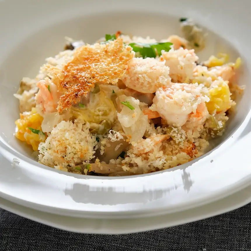 Spaghetti Squash with Mushrooms and Shrimp