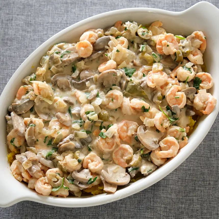 Spaghetti Squash with Mushrooms and Shrimp