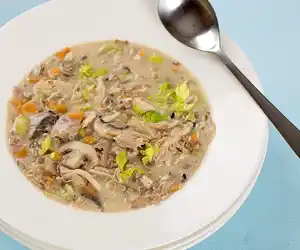 Creamy Leftover Turkey, Veggies & Wild Rice Soup