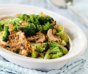 Broccoli Mushroom Bulgur Salad