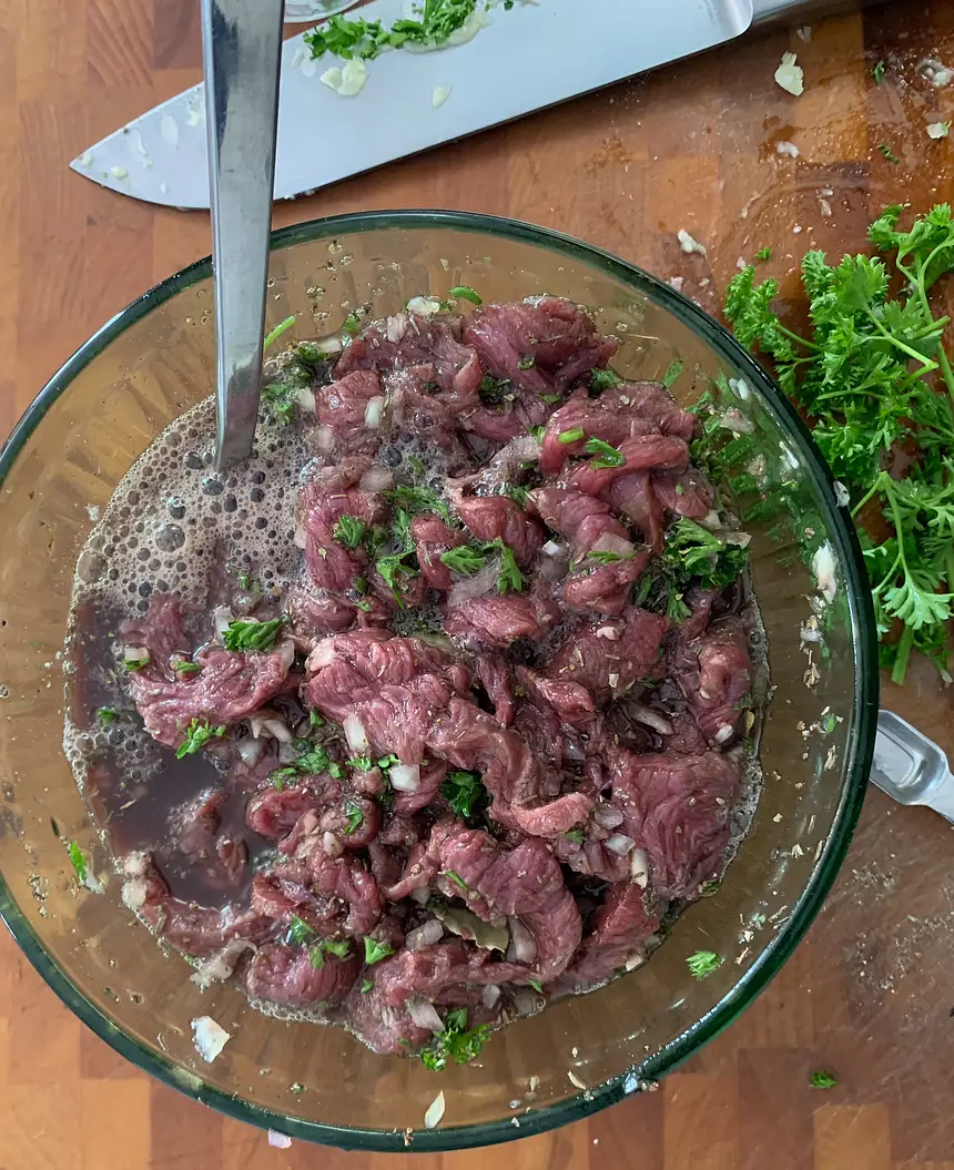 Beef and Vegetables in Red Wine Sauce