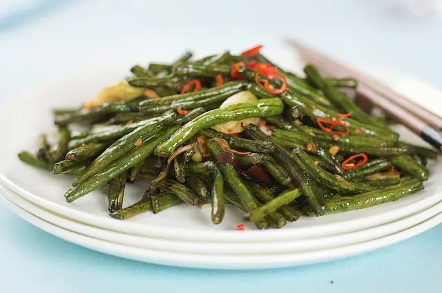Stir-fried Long Beans with Red Chile & Garlic