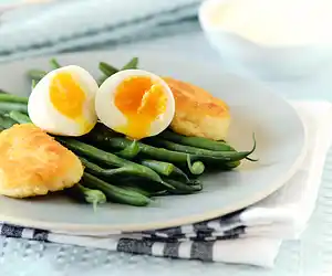 Golden Polenta & Egg with Mustard Sauce