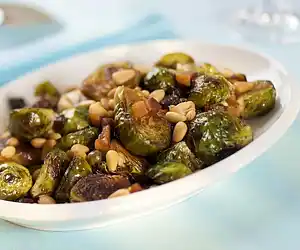 Brussels Sprouts with Pancetta, Pine Nuts & Raisins