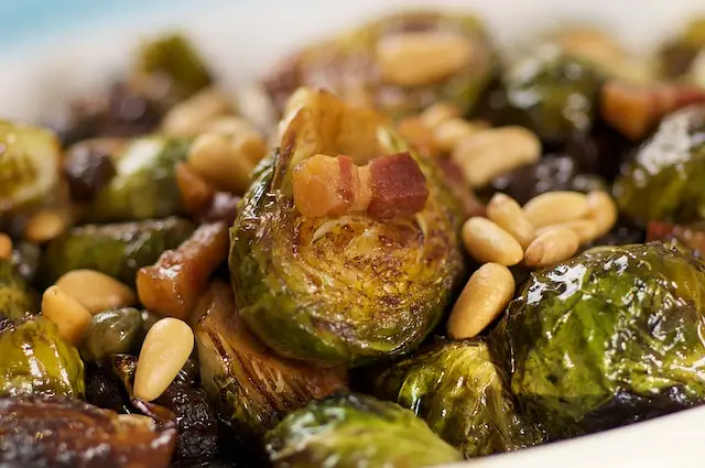 Brussels Sprouts with Pancetta, Pine Nuts & Raisins