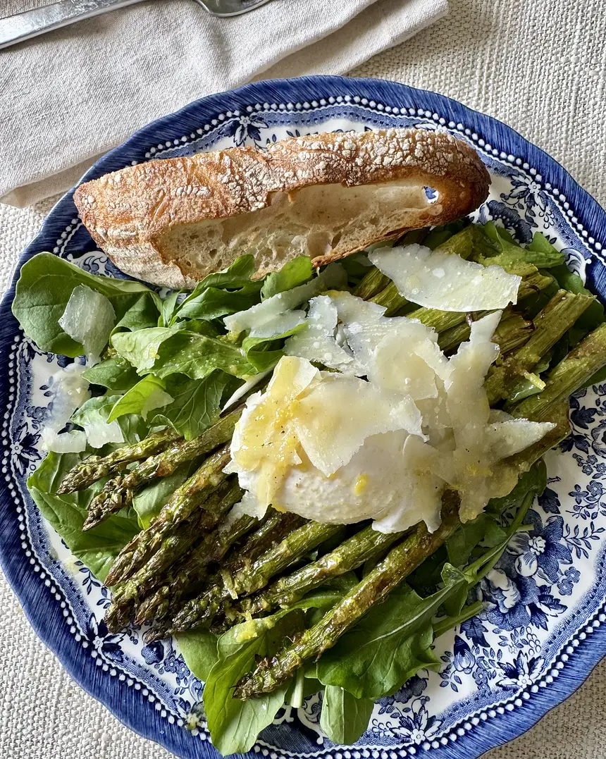 Asparagus and Arugula Salad with Poached Eggs
