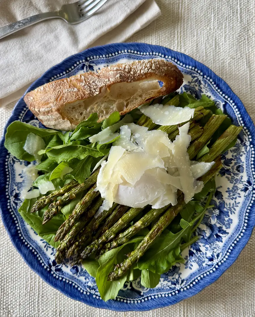 Asparagus & Arugula Salad with Poached Eggs